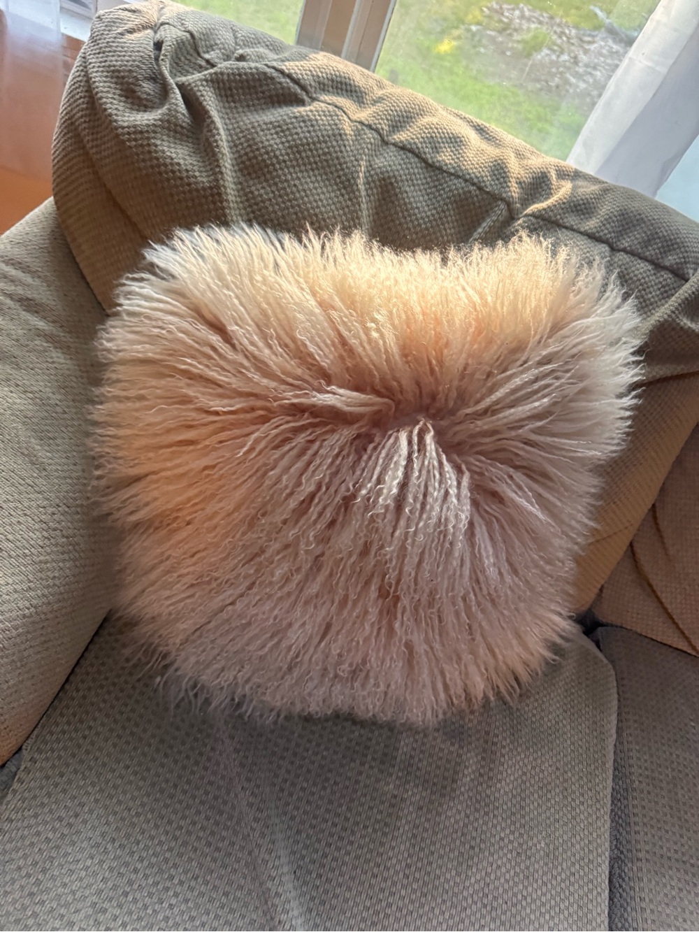 West Elm Blush Faux Fur Accent Pillow with insert